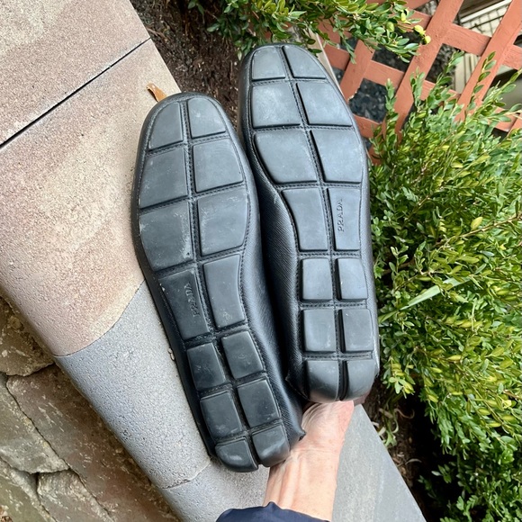 Prada Men’s Leather Loafers Mocs Friving Shoes, Black, 12 - Picture 5 of 9